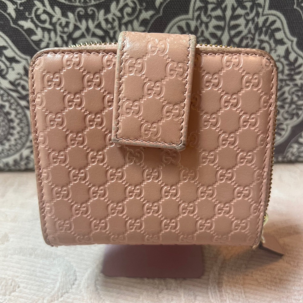 Gucci Microguccissima Pink Leather Compact Bifold Zip Wallet 449395 - Picture 4 of 8